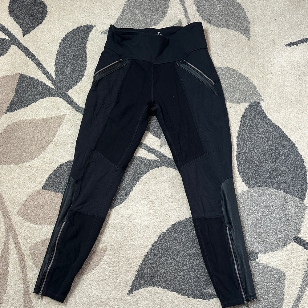 Athleta Black Leggings with Zipper Accents